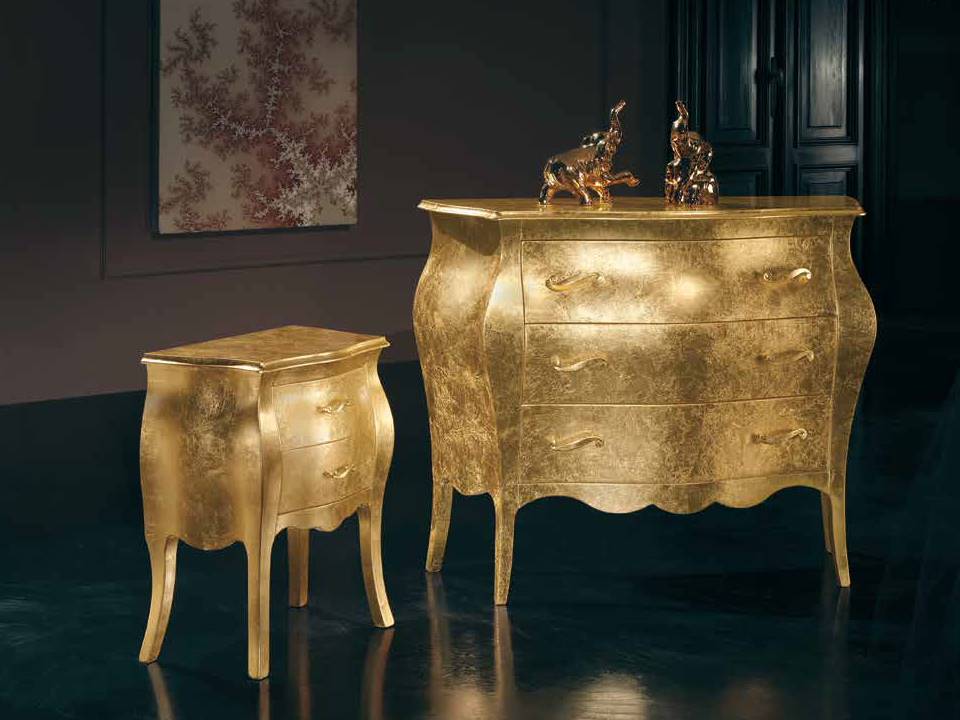 cassettiera  foglia oro